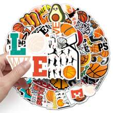 50pcs Basketball Sport Creative Fashion DIY Travel Suitcase, Laptop Decorative Stickers Back To School
