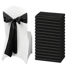 50 PCS Satin Chair Sash Chair Decorative Bow Designed Chair Cover Chair Sashes For Thanksgiving Wedding Christmas Banquet Party Home Kitchen Decoration ( 7 X 108 Inch) Outdoor Party Wedding Outdoor Activities Banquet - 黑色 - 查看 1