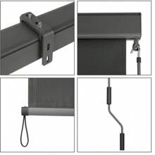 Service Markisy Balcony Awning Sun Protection med handvev och markisskassett, UV-resistent vertikal markis, vindrutan och integritetsskärmen, gjord av metall och polyester - Grå - Visa 2