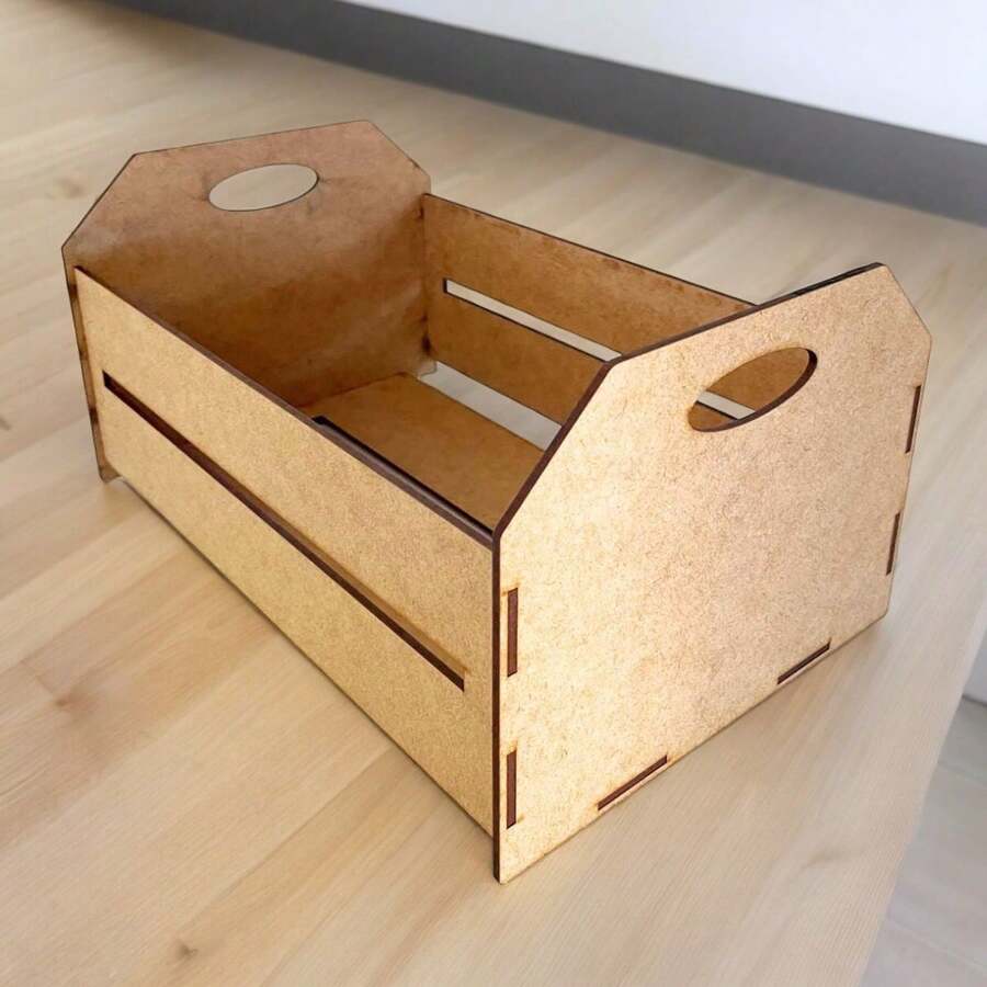 Kit para montar 5 mini caixote caixotinho feira 20 cm cestinha mdf cru porta doce enfeite mesa festa lembrancinha aniversario mães pascoa natal - Mdf cru sem pintura - Visão 1