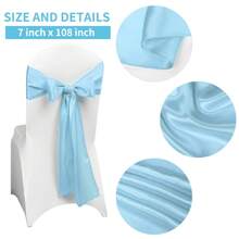 50 PCS Satin Chair Sash Chair Decorative Bow Designed Chair Cover Chair Sashes For Thanksgiving Wedding Christmas Banquet Party Home Kitchen Decoration ( 7 X 108 Inch) Outdoor Party Wedding Outdoor Activities Banquet - 淺藍色 - 查看 2