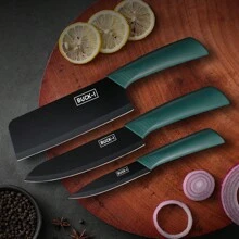 [Free Knife Cover]3pcs Kitchen Knife Set Sharp Cooking Tool For Home With Vegetable And Meat Knives, Suitable For Professional Chef