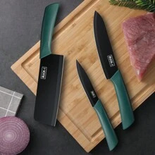 [Free Knife Cover]3pcs Kitchen Knife Set Sharp Cooking Tool For Home With Vegetable And Meat Knives, Suitable For Professional Chef