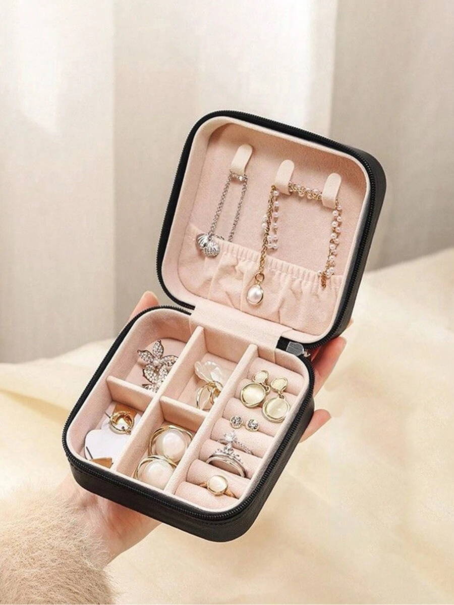 Portable Mini Jewelry Storage Box, Travel Organizer, Leather Jewelry Display Box For Earrings Necklaces Rings Valentine Day Back To School
