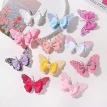 bilicaca 2pcs Sparkling Beaded Fashionable Cute Bow Hair Clips - Baby Blue - View 7