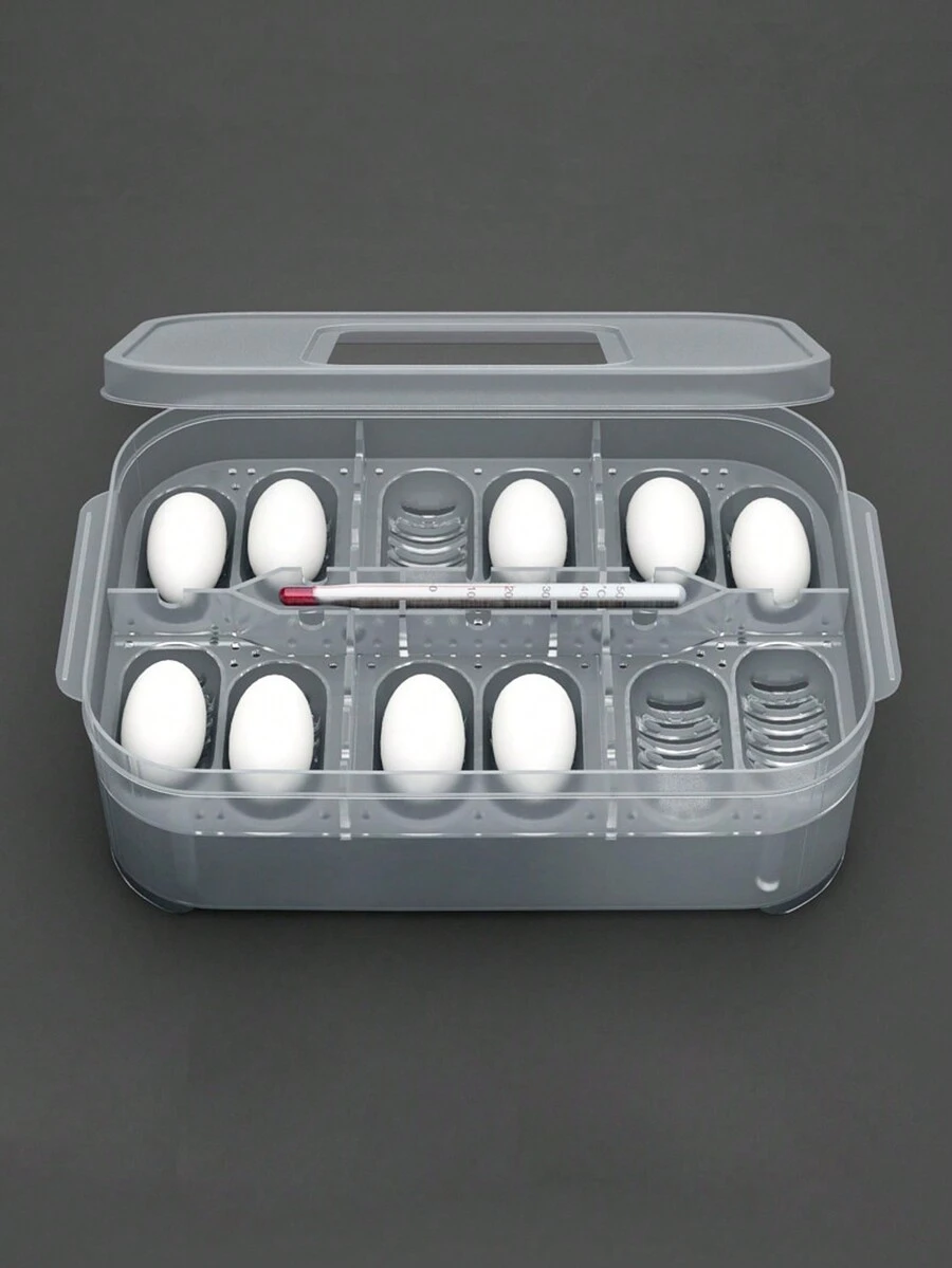 12-Cell Reptile Incubator With Built-In Thermometer For Snake Lizard And Other Reptile Eggs Hatching Box - White - View 1