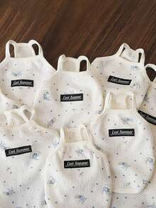 New Style Dog/Cat Clothes Spring/Summer Breathable Sleeveless Tank Top For Casual Home Use, With Round Neck And Two-Leg Design - White - View 4