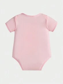 Baby Girl Casual Slogan Print Short Sleeve Romper