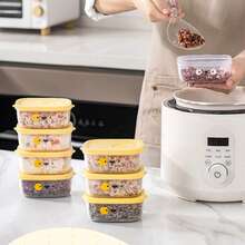 1入組分隔儲存的冷凍糙米和雜糧米盒，可用於微波爐加熱，便攜式午餐盒，可放水果和主菜 - 彩色 - 查看 6