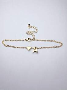 1 szt. Prosta i uniwersalna bransoletka na kostkę w kształcie serca z literą alfabetu, codzienny dodatek do stóp dla kobiet, prezent na Walentynki