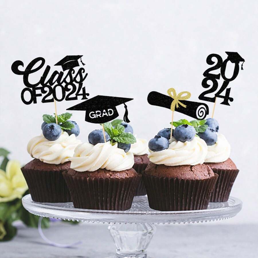 1Pc Class Of 2025 Cake Topper Blue Glitter Graduation Cake Topper 2025 Graduation Cake Decorations For 2025 Congrats Grad Party Decorations