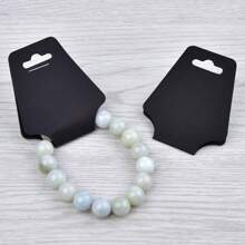 50pcs Foldable Cardboard Necklace Packaging Card, Elastic Hang Tag, Blank Folded Black & White Kraft Paper Hair Accessories Card Back To School,Room Decor - Black - View 5