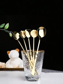 1 pieza Cuchara pequeña de acero inoxidable con diseño de sakura - Multicolor - Ver 1