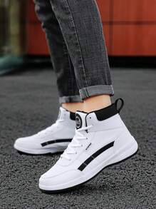 Men High Top Sneakers Men Casual Shoes 2024 Summer New Leather Sports Shoes Men Casual Sneakers White Large Size Men Shoes 45-48