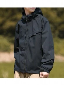 Men Spring And Autumn Workwear Windproof Tactical Jacket, Outdoor Workwear, Leisure, Tour, Sports, Functional Style Outdoor Jacket. - Black - View 3