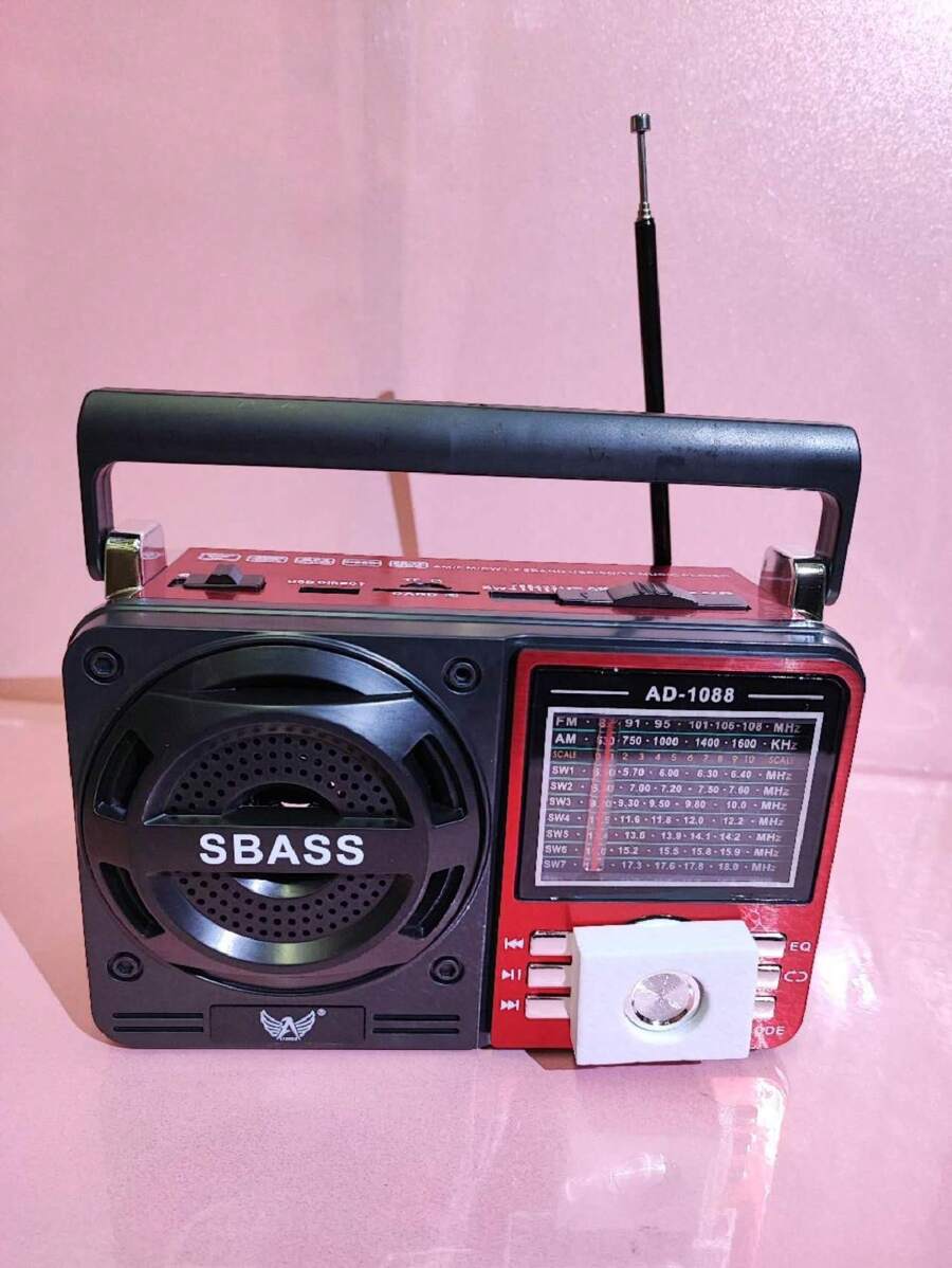 Radio Am\fm A Pilha Retro Vintage Recarregavel Usb AD-1088 - Vermelho - Visão 1