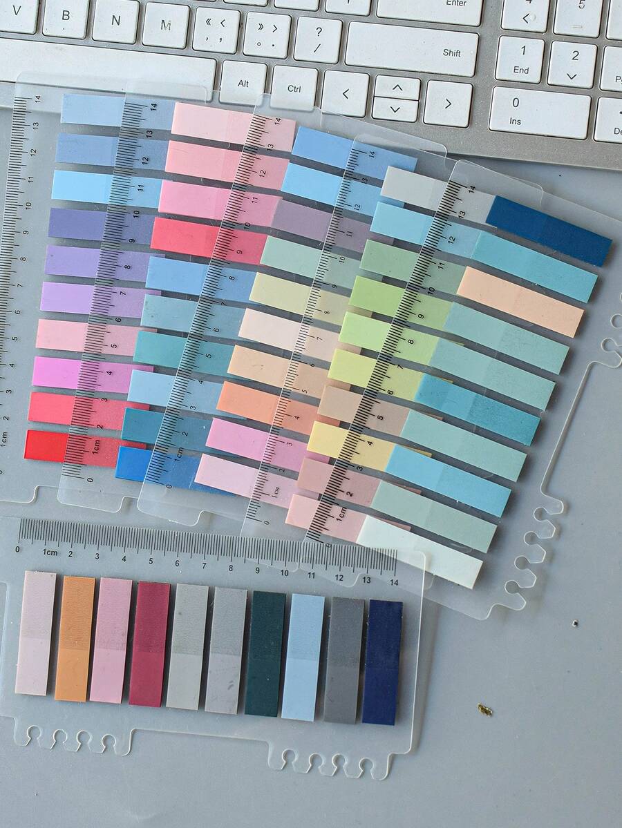 1200pcs/Set 6 Styles Simple Color PET Memo Pad Student Message Sticky Notes, Office Index Stickers, Reusable