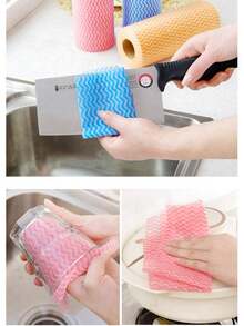 2 Rolls Disposable Cleaning Cloth Non-Woven Fabric Kitchen Multi-Purpose Cleaning Cloth Washable Disposable Dishwashing Cloth Slouchy Rag Absorbent Cloth - Multicolor - View 5