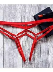 Women Crotchless Panties - Red - View 1