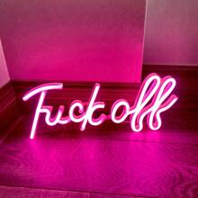 1pc Neon Sign Light - Fuckoff, 13.7x5.8in (About 35x14.8cm), Usb/Battery Powered Led Neon Light, Pink Wall Decor For Bedroom, Room, Valentine's Day Party, Birthday, Wedding, Home, Christmas Decoration - Multicolor - View 2