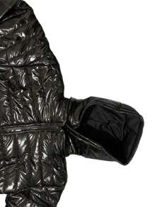 Chamarra capitonada brillosa con forro y gorro desmontable - Negro - Ver 4