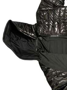 Chamarra capitonada brillosa con forro y gorro desmontable - Negro - Ver 1