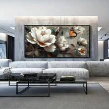 1入/set牆藝裝飾品，白色植物和花卉帆布印花，現代花卉印花，白色花卉牆壁藝術海報，客廳和廚房的理想禮物，無框架 - 彩色 - 查看 20