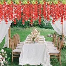 Artificial Wisteria Hanging Flowers Fake Wisteria Flower Garland Silk Vines Rattan Decor For Home Wedding Arch Wall Garden Greenery Bedroom Outdoor Office Party Decoration, Valentine Day, Gift Gifts Birthday Graduation,Garden Decor,Outdoor Plant,Gardening,Fake Flowers