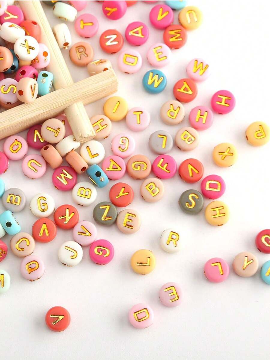 100/150 peças Contas de Alfabeto Redondas de 4 x 7 mm A-Z, 26 Letras, para fazer Pulseiras de Amizade DIY e Presentes, Fabricação de Joias de Lembrança