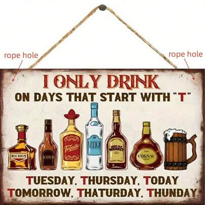 1 Pc 7.87inch *5.3inch "I Only Drink" Vintage Plaque Decor, Home Decor, Restaurant Decor, Bar Decor, Cafe Decor, Garage Decor, Wall Decor Wooden Hanging Plaque Home Decoration Best Gifts Birthday Graduation