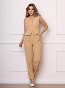 Women Two-Piece Outfits - Beige - View 2