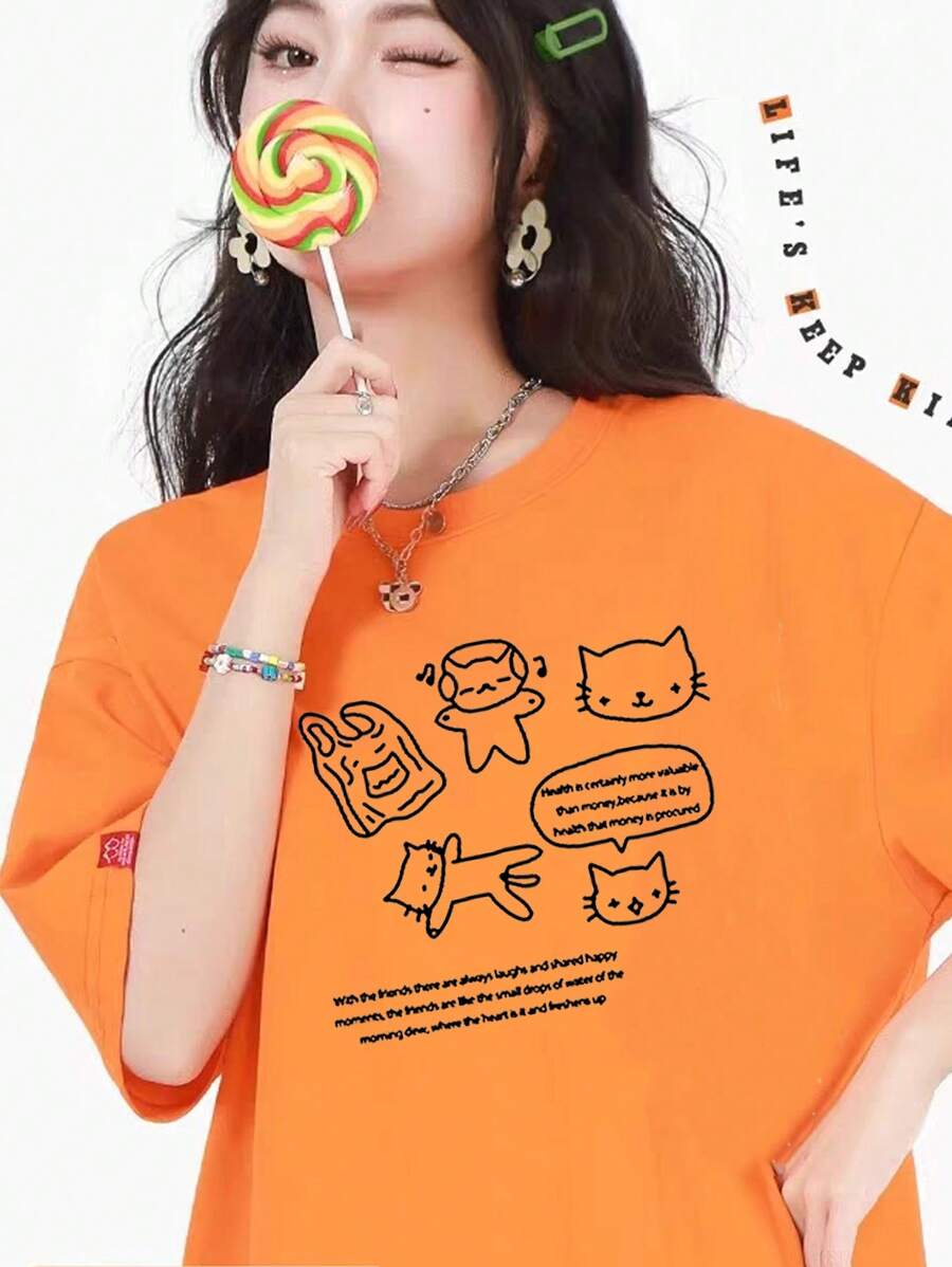 Women T-Shirts - 橘色 - 查看 1