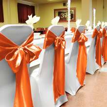 50 PCS Satin Chair Sash Chair Decorative Bow Designed Chair Cover Chair Sashes For Thanksgiving Wedding Christmas Banquet Party Home Kitchen Decoration ( 7 X 108 Inch) Outdoor Party Wedding Outdoor Activities Banquet - 橘色 - 查看 7