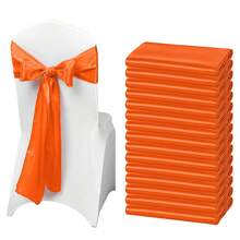 50 PCS Satin Chair Sash Chair Decorative Bow Designed Chair Cover Chair Sashes For Thanksgiving Wedding Christmas Banquet Party Home Kitchen Decoration ( 7 X 108 Inch) Outdoor Party Wedding Outdoor Activities Banquet - 橘色 - 查看 1