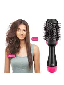 Cepillo secador de pelo, cepillo de aire caliente, voluminizador de cabello para secar, alisar y rizar, 3 en 1 - Rosa con Negro - Ver 4