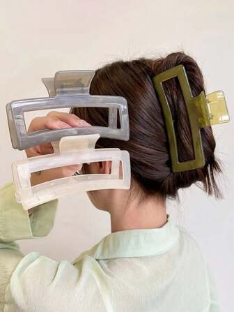 1-3 piezas Pinza de pelo rectangular, Pinza de pelo con efecto dopamina, Pinza de pelo, Pinza de pelo, Pinza de pelo, Pinza de pelo, Accesorio de pelo para la escuela, la universidad, el otoño, el invierno, para mujer, para looks de vacaciones