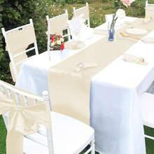 50 PCS Satin Chair Sash Chair Decorative Bow Designed Chair Cover Chair Sashes For Thanksgiving Wedding Christmas Banquet Party Home Kitchen Decoration ( 7 X 108 Inch) Outdoor Party Wedding Outdoor Activities Banquet - 象牙白 - 查看 4
