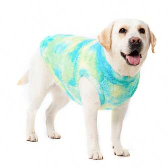 1pc Dog Sweatshirt Flannel Pullover Pet Cat Vest Dog Cold Weather Warm Jacket Winter Wind-Proof Tie-Dye Jumpsuit Clothes