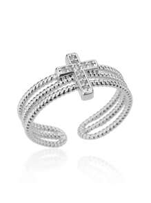 1PC Zirconia Cross Rings For Women Adjustable Stainless Steel Cross Ring Design Luxury Wedding Jewelry Gift 2025