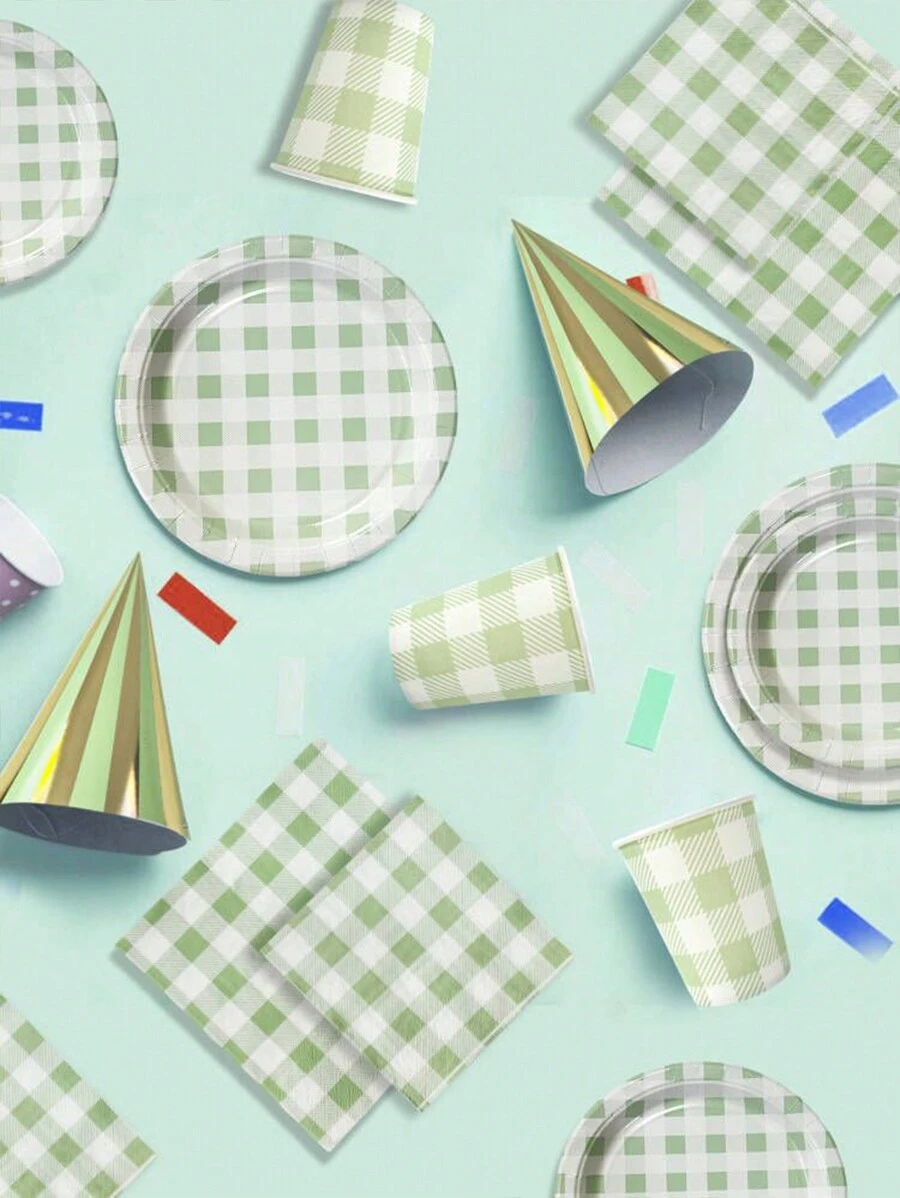 9吋棋盤紙盤派對用品套裝，71件 - 綠色 - 查看 1