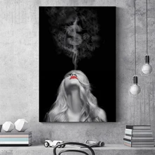 1 Miếng , Đen & Trắng Tranh Canvas Nghệ Thuật Treo Tường , Cô gái Gợi cảm Khói bụi Của Tiền Hiện đại Áp phích In ấn , Nhà  Phòng khách Văn phòng Phòng thu Đồ trang trí , Không khung , 15.7*23.6 Inch - A - Xem 2