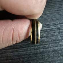 時尚、奢華、美麗、高度拋光男士8mm吉他弦戒指，婚禮訂婚戒指，派對紀念日、生日禮物戒指，送給你最喜愛的人，最好的禮物戒指 - 金色 - 查看 6