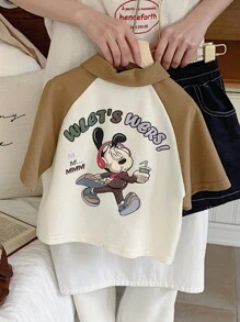 New Young Boy Casual Polo Collar Cartoon Short Sleeve Shirt For Summer - White - View 4