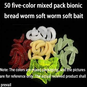 50pcs Fishing Lures - Soft Worms, Artificial Bait, Suitable For Saltwater And Freshwater Fishing, Lures For Fishing, Soft Plastic Worms, Artificial Bread Worms