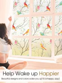 1 Rolo de Filme de Privacidade para Janela: Filme de Janela com Efeito Vitral sem Adesivo, Filme de Janela Fosco Estático com Adesão por Atrito de Pássaros, Película de Controle de Calor para Janela Adesivos para Porta de Banheiro, Fosco