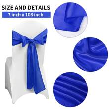 50 PCS Satin Chair Sash Chair Decorative Bow Designed Chair Cover Chair Sashes For Thanksgiving Wedding Christmas Banquet Party Home Kitchen Decoration ( 7 X 108 Inch) Outdoor Party Wedding Outdoor Activities Banquet - 寶藍色 - 查看 2