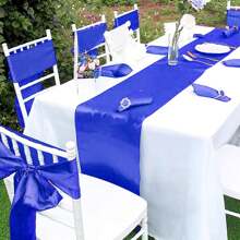 50 PCS Satin Chair Sash Chair Decorative Bow Designed Chair Cover Chair Sashes For Thanksgiving Wedding Christmas Banquet Party Home Kitchen Decoration ( 7 X 108 Inch) Outdoor Party Wedding Outdoor Activities Banquet - 寶藍色 - 查看 4