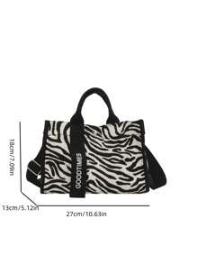 Women Zebra Print Simple And Versatile Handbag, Daily Necessity For Traveling And Shopping, Shoulder And Crossbody Bag