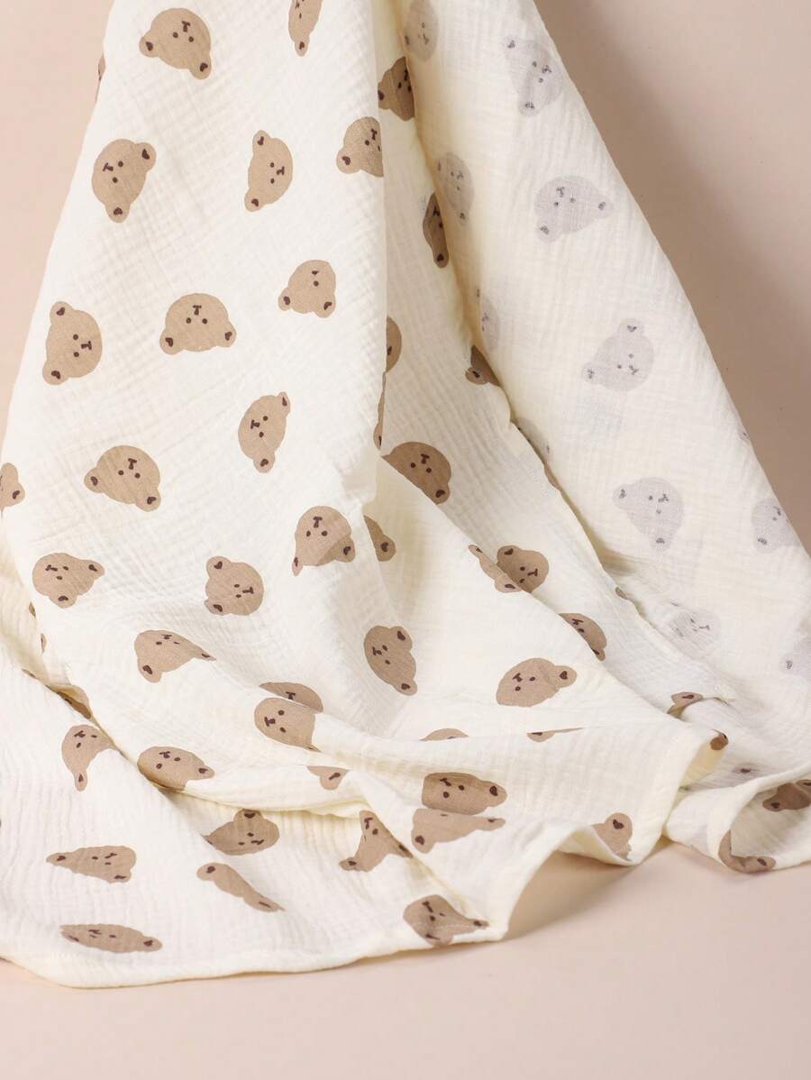 1 Stück Baby weiche atmungsaktive niedliche Bären bedruckte zweilagige multifunktionale dünne Decke, Badetuch, Pucktuch, Sonnenschutztuch, Tischdecke, geeignet für Frühling und Sommer und Liebesvalentinstag - Verschiedenfarbig - Übersicht 1