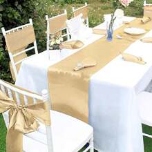 50 PCS Satin Chair Sash Chair Decorative Bow Designed Chair Cover Chair Sashes For Thanksgiving Wedding Christmas Banquet Party Home Kitchen Decoration ( 7 X 108 Inch) Outdoor Party Wedding Outdoor Activities Banquet - 香檳色 - 查看 4